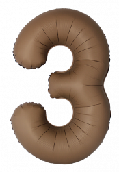 Шар (40''/102 см) Цифра, 3 Slim, Шоколад, Матовый, 1 шт. в уп.