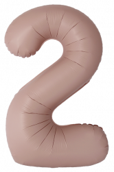Шар (40''/102 см) Цифра, 2 Slim, Винтажная роза, Матовый, 1 шт. в уп.