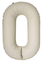 Шар (40''/102 см) Цифра, 0 Slim, Кремовый Латте, Матовый, 1 шт. в уп.