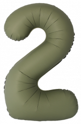Шар (40''/102 см) Цифра, 2 Slim, Оливковый, Матовый, 1 шт. в уп.