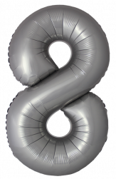 Шар (40''/102 см) Цифра, 8 Slim, Лунное Серебро, Матовый, 1 шт. в уп.