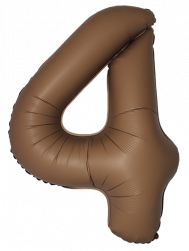 Шар (40''/102 см) Цифра, 4 Slim, Шоколад, Матовый, 1 шт. в уп.