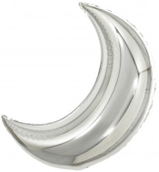 Шар с клапаном (10''/25 см) Мини-фигура, Полумесяц, Серебро, 1 шт.