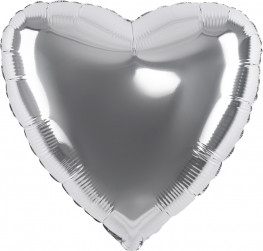 Шар (18''/46 см) Сердце, Серебро, 1 шт.