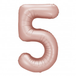 Шар (40''/102 см) Цифра, 5, Винтажная роза, Сатин, 1 шт. в уп.