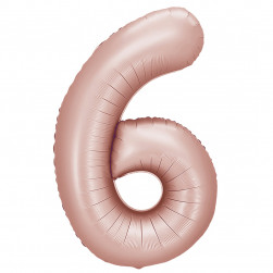 Шар (40''/102 см) Цифра, 6, Винтажная роза, Сатин, 1 шт. в уп.