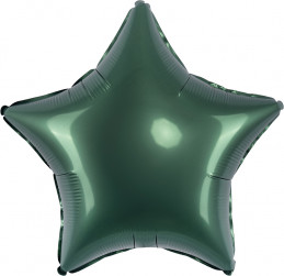 Шар (18''/46 см) Звезда, Темно-зеленый, Сатин, 1 шт.