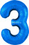 Логотип «Шар (40''/102 см) Цифра, 3 Slim, Синий, 1 шт. в уп.»
