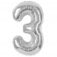 Логотип «Шар (40''/102 см) Цифра, 3, Серебро, Металлик, 1 шт. в уп.»