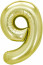 Логотип «Шар (40''/102 см) Цифра, 9, Белое золото, Металлик, 1 шт. в уп.»