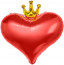 Логотип «Шар (22''/56 см) Сердце, Золотая корона, Красный, 1 шт. в уп.»