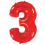 Логотип «Шар (40''/102 см) Цифра, 3, Красный, 1 шт. в уп.»
