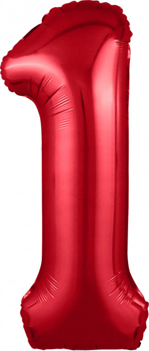 Логотип «Шар (40''/102 см) Цифра, 1 Slim, Красный, 1 шт. в уп.»
