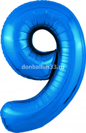 Логотип «Шар (40''/102 см) Цифра, 9 Slim, Синий, 1 шт. в уп.»