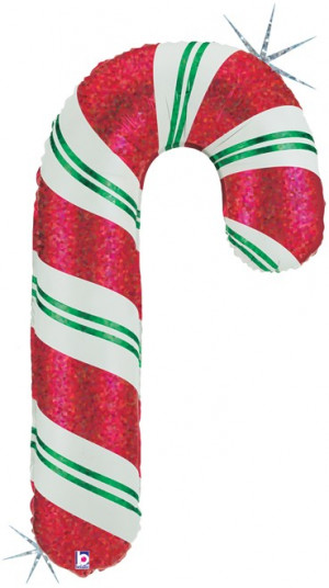 Логотип «Шар (41''/104 см) Фигура, Леденец трость, Красный, Голография, 1 шт.»