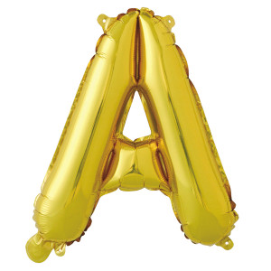 Логотип «Шар с клапаном (16''/41 см) Мини-буква, А, Золото, 1 шт. в уп.»