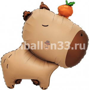 Логотип «Шар (31''/79 см) Фигура, Капибара с мандаринкой, 1 шт.»
