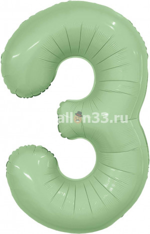 Логотип «Шар (40''/102 см) Цифра, 3 Slim, Олива, 1 шт. в уп.»