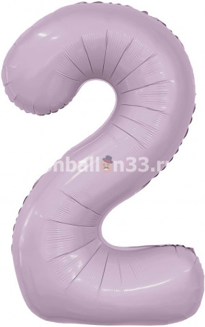 Логотип «Шар (40''/102 см) Цифра, 2 Slim, Орхидея, 1 шт. в уп.»