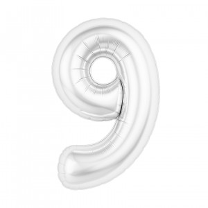 Логотип «Шар (40''/102 см) Цифра, 9 Slim, Белый блеск, 1 шт. в уп.»