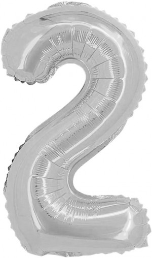 Логотип «Шар с клапаном (16''/41 см) Мини-цифра, 2, Серебро, 1 шт.»
