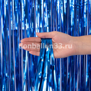 Логотип «Занавес Дождик Синий, Матовый металл, 100*200 см, 1 шт.»
