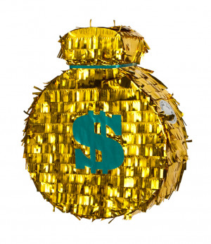 Логотип «Пиньята Денежный мешок, Золото, Металлик, 38*32*10 см, 1 шт. в упак.»