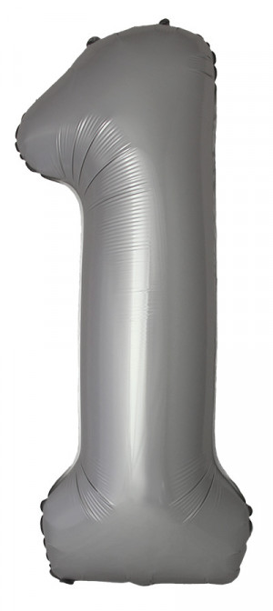 Логотип «Шар (40''/102 см) Цифра, 1 Slim, Лунное Серебро, Матовый, 1 шт.»