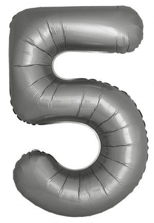 Логотип «Шар (40''/102 см) Цифра, 5 Slim, Лунное Серебро, Матовый, 1 шт.»