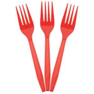 Логотип «Вилки, Красный, 15 см, 10 шт. в упак.»