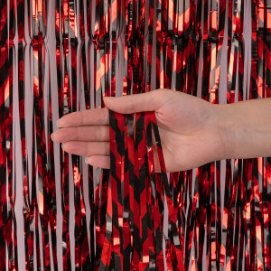 Логотип «Занавес Дождик Зигзаги, Черный/Красный, Металлик, 100*200 см, 1 шт.»