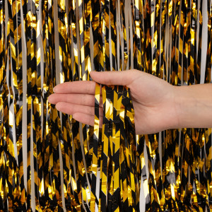 Логотип «Занавес Дождик Зигзаги, Черный/Золото, Металлик, 100*200 см, 1 шт.»