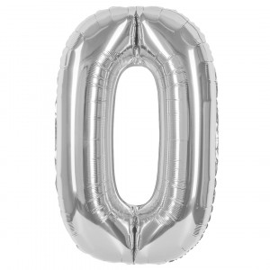 Логотип «Шар (40''/102 см) Цифра, 0, Серебро, Металлик, 1 шт. в уп.»