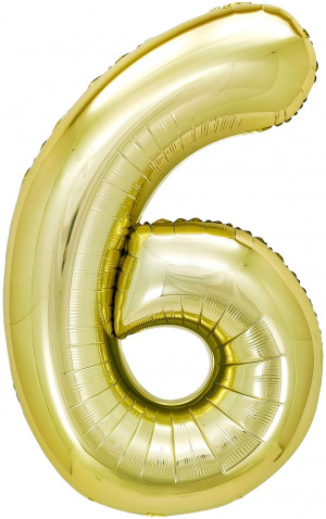 Логотип «Шар (40''/102 см) Цифра, 6, Белое золото, Металлик, 1 шт. в уп.»