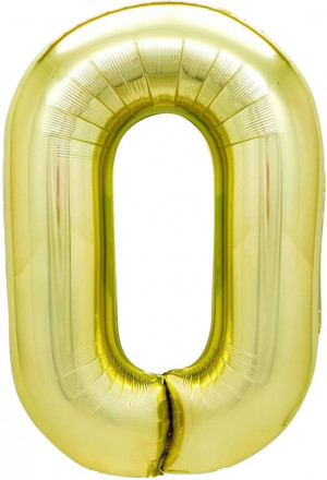 Логотип «Шар (40''/102 см) Цифра, 0, Белое золото, Металлик, 1 шт. в уп.»