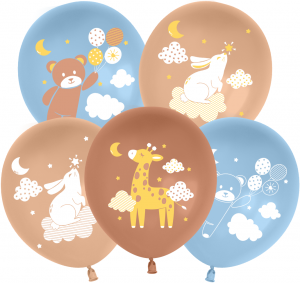 Логотип «Шар (12''/30 см) Любимые зверята, Ассорти, пастель ретро, 2 ст, 25 шт.»