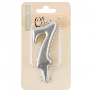 Логотип «Свеча Цифра, 7 Овал, Серебро, Металлик, 7 см, 1 шт.»