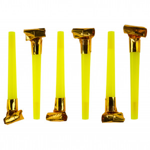 Логотип «Карнавальные язычки гудки, Шумчики, Желтый/Золото, 11 см, 6 шт. в упак.»