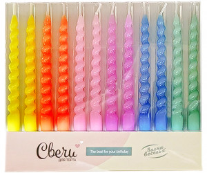 Логотип «Свечи Яркие спирали, Ассорти, 0,7*8 см, 12 шт.»