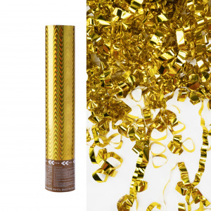 Логотип «Пневмохлопушка (12/30 см), Волны, Серпантин фольга, Золото, Металлик, 1 шт.»