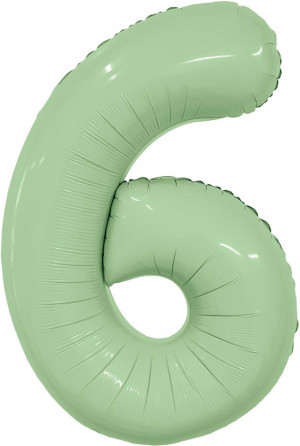 Логотип «Шар (40''/102 см) Цифра, 6 Slim, Олива, 1 шт. в уп.»
