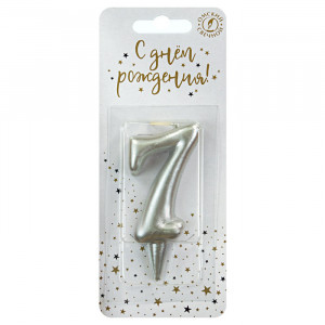 Логотип «Свеча Цифра, 7, Серебро, 6 см, 1 шт.»