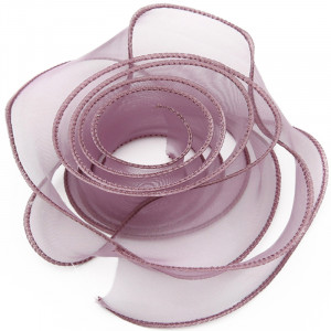 Логотип «Лента декоративная (4 см*9,14 м) Органза с леской, Дымчатая сирень, 1 шт.»