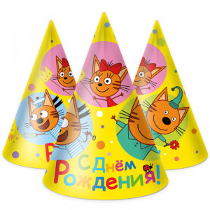 Логотип «Колпаки, Три Кота, Яркий праздник, Желтый, 6 шт. в упак.»