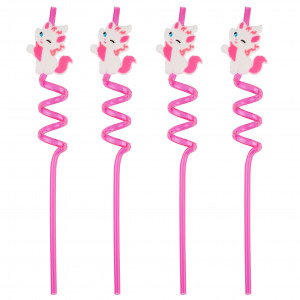 Логотип «Трубочки для коктейлей (пластик), Котята, Белый/Розовый, 4 шт. в упак.»