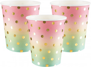 Логотип «Стаканы (250 мл) Невесомый ДР, Радужный/Золото, Металлик, 6 шт.»