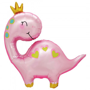 Логотип «Шар (37''/94 см) Фигура, Динозаврик Принцесса, Розовый, 1 шт. в уп.»