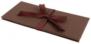 Логотип «Конверт-коробка для денег, Атласная лента, Тиснение Ромб, Шоколадный, 8,3*17,2 см, 1 шт.»