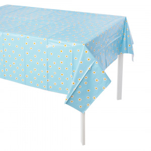 Логотип «Скатерть одноразовая, Ромашки, Голубой, Металлик, 137*183 см, 1 шт.»