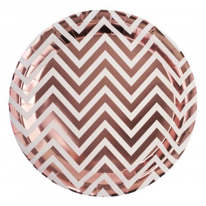 Логотип «Тарелки (9''/23 см) Зигзаги, Белый/Розовое золото, Металлик, 6 шт.»